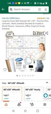 Large Dry Erase Wall Calendar 60" x 38" - Premium New Laminate